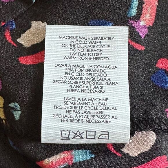 CAbi‎ Ferris Button Down Blouse Womens L Black Multi Color Rainbow - Picture 7 of 10